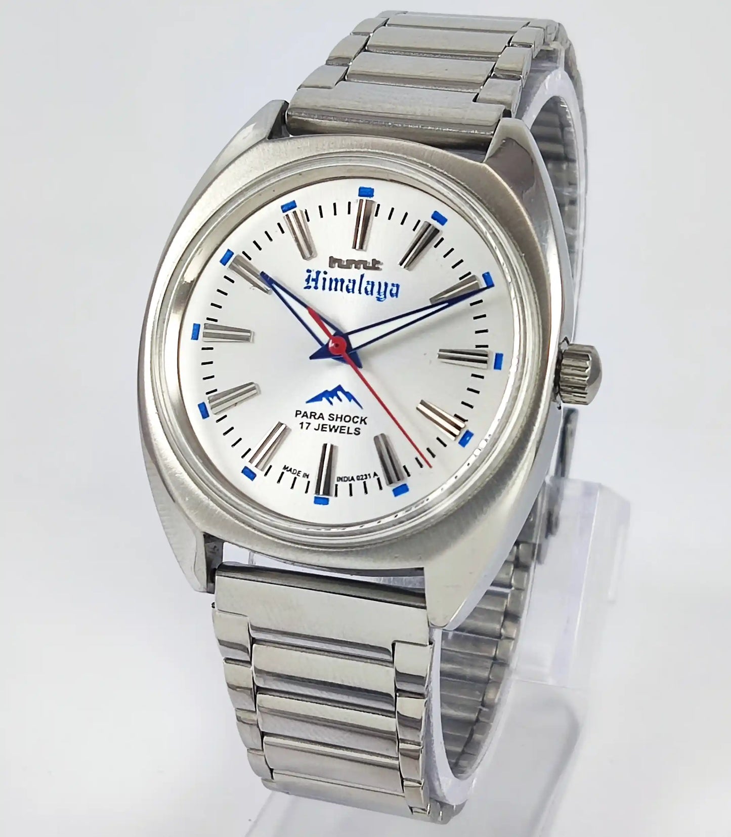 HMT Himalaya Para Shock 17 Jewels Silver Dial Transparent Back Handwinding 0231 Discover-Diamonds