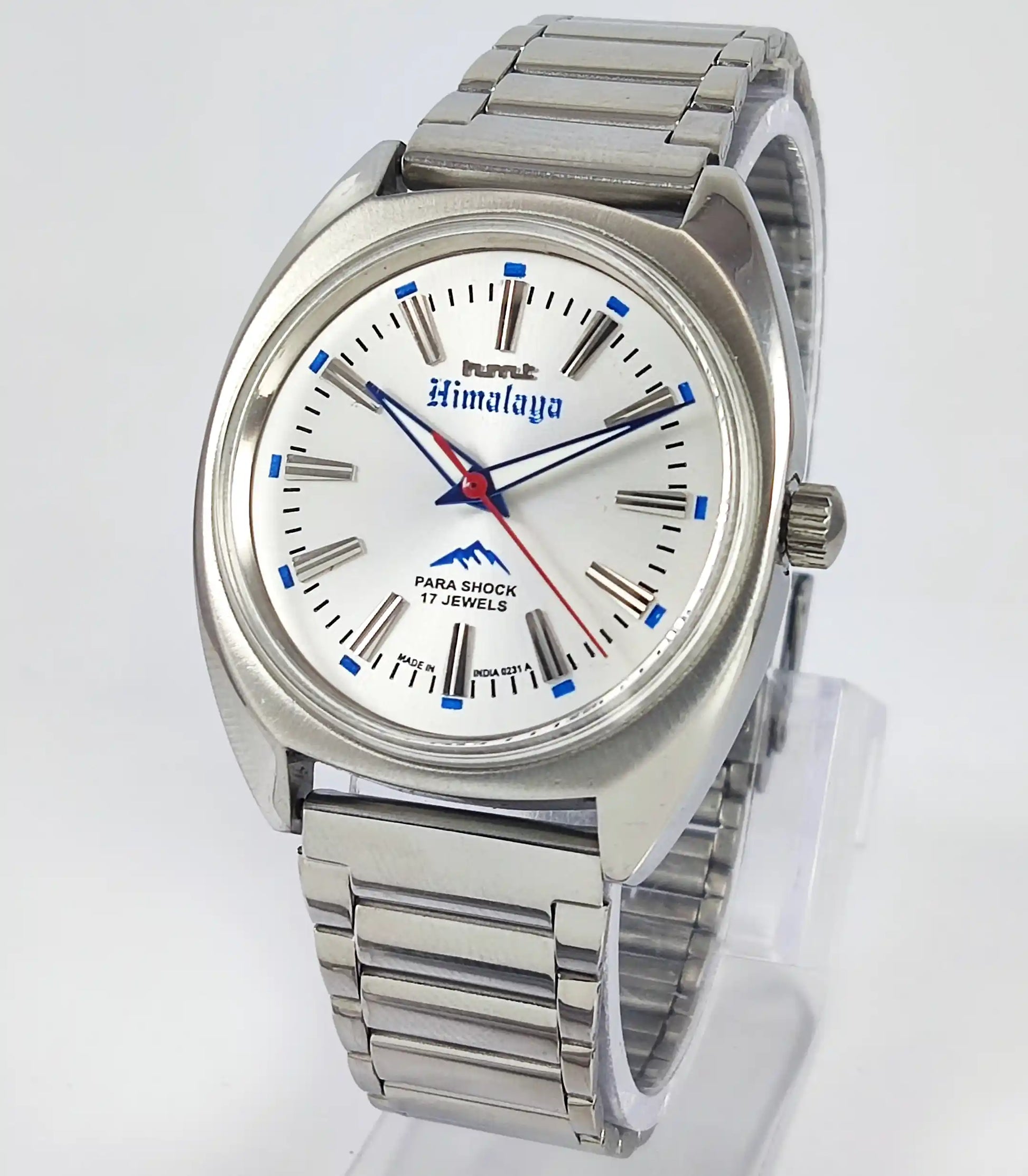 HMT Himalaya Para Shock 17 Jewels Silver Dial Transparent Back Handwinding 0231 Discover-Diamonds