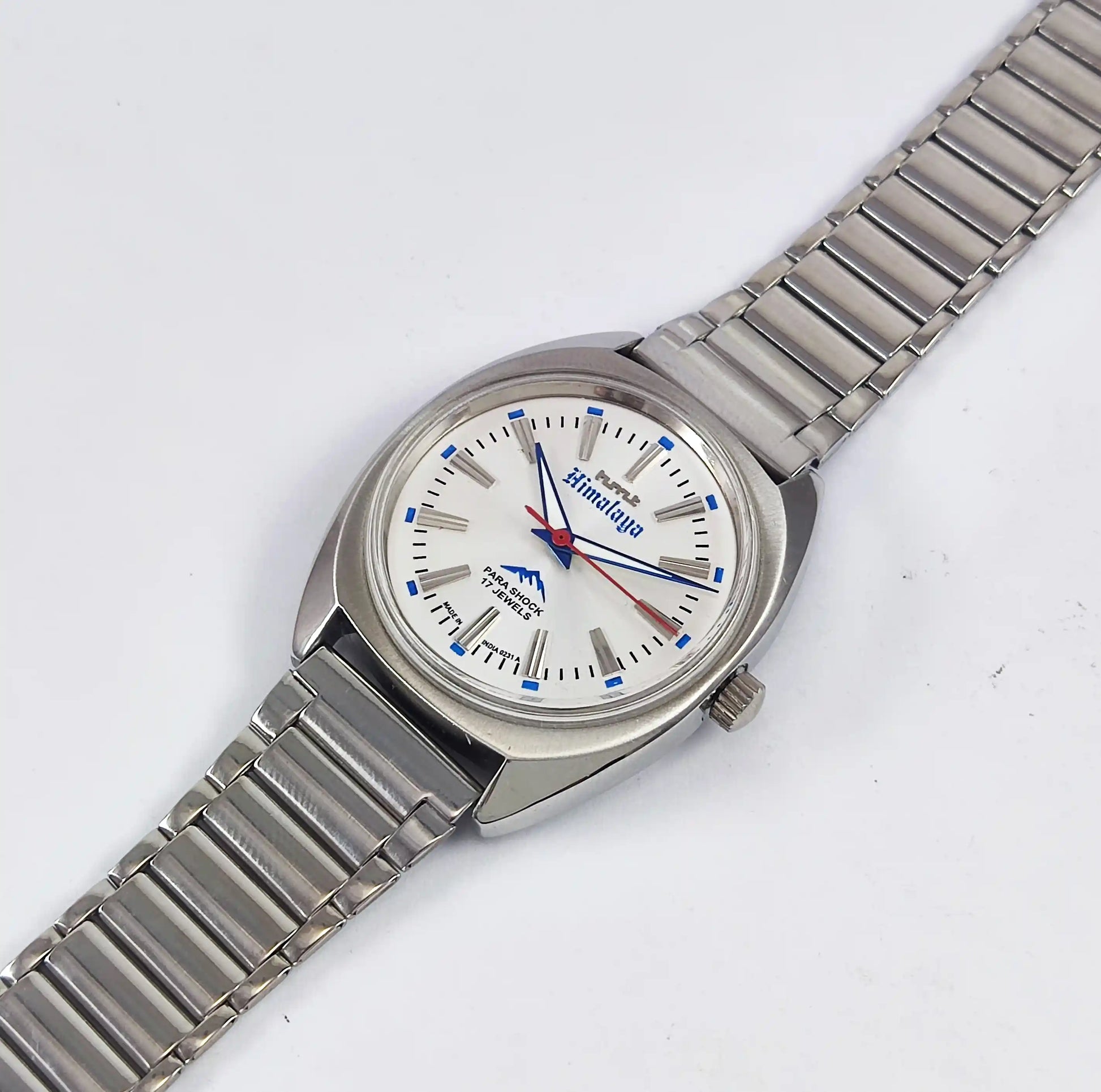 HMT Himalaya Para Shock 17 Jewels Silver Dial Transparent Back Handwinding 0231 Discover-Diamonds