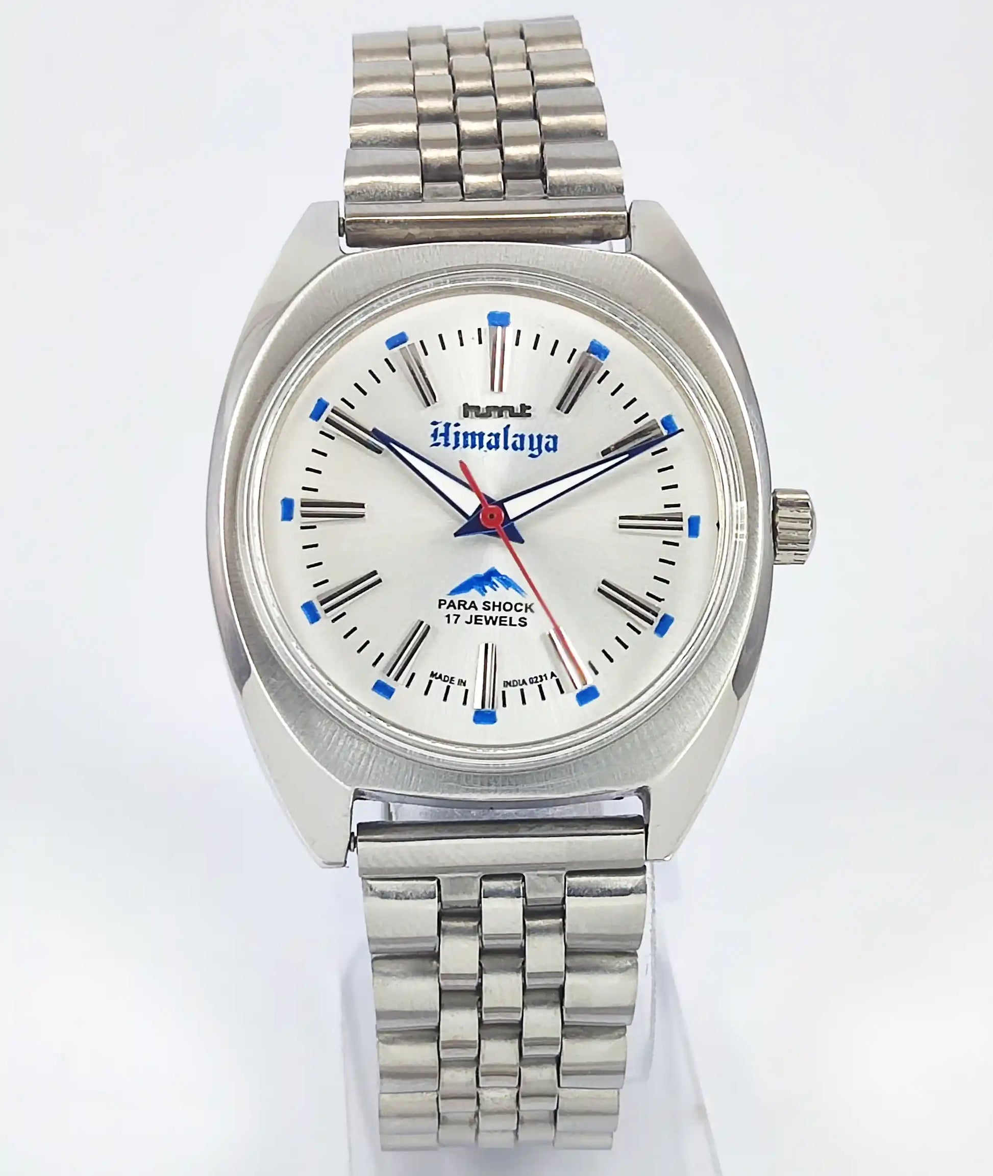 HMT Himalaya Para Shock 17 Jewels Silver Dial Transparent Back Handwinding Discover-Diamonds