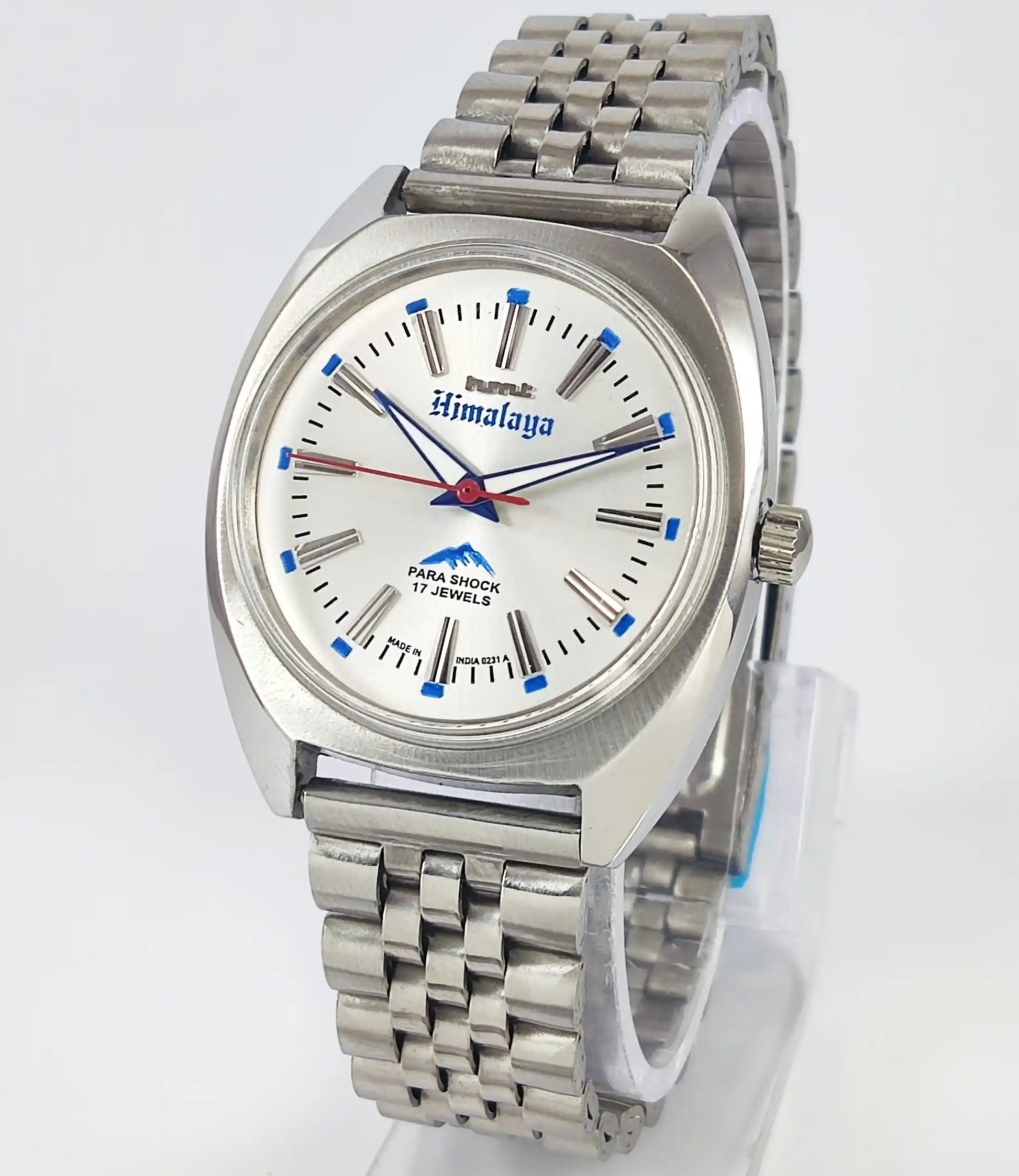 HMT Himalaya Para Shock 17 Jewels Silver Dial Transparent Back Handwinding Discover-Diamonds