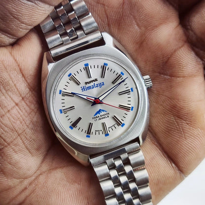 HMT Himalaya Para Shock 17 Jewels Silver Dial Transparent Back Handwinding Discover-Diamonds