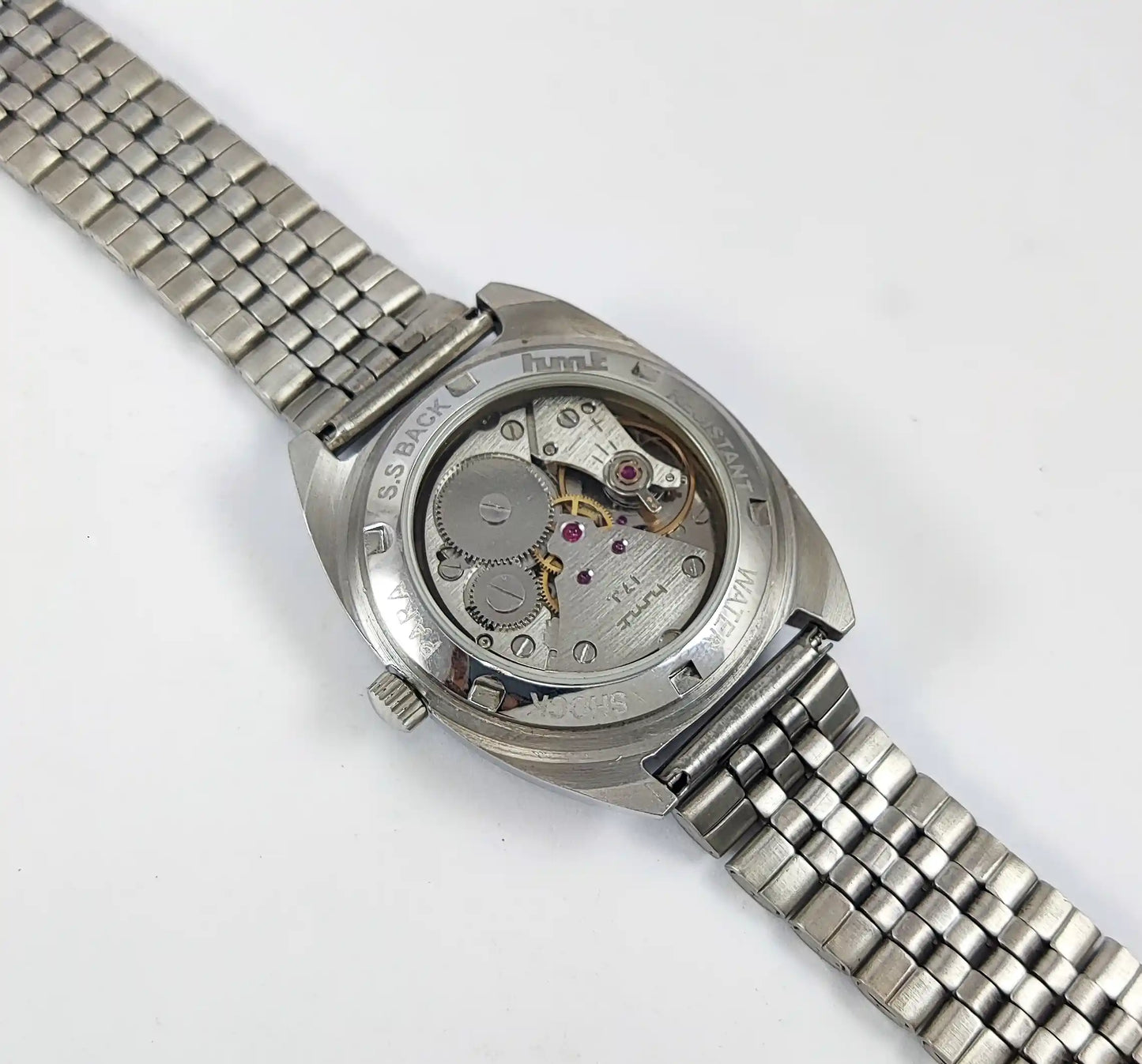 HMT Himalaya Para Shock 17 Jewels Silver Dial Transparent Back Handwinding Discover-Diamonds