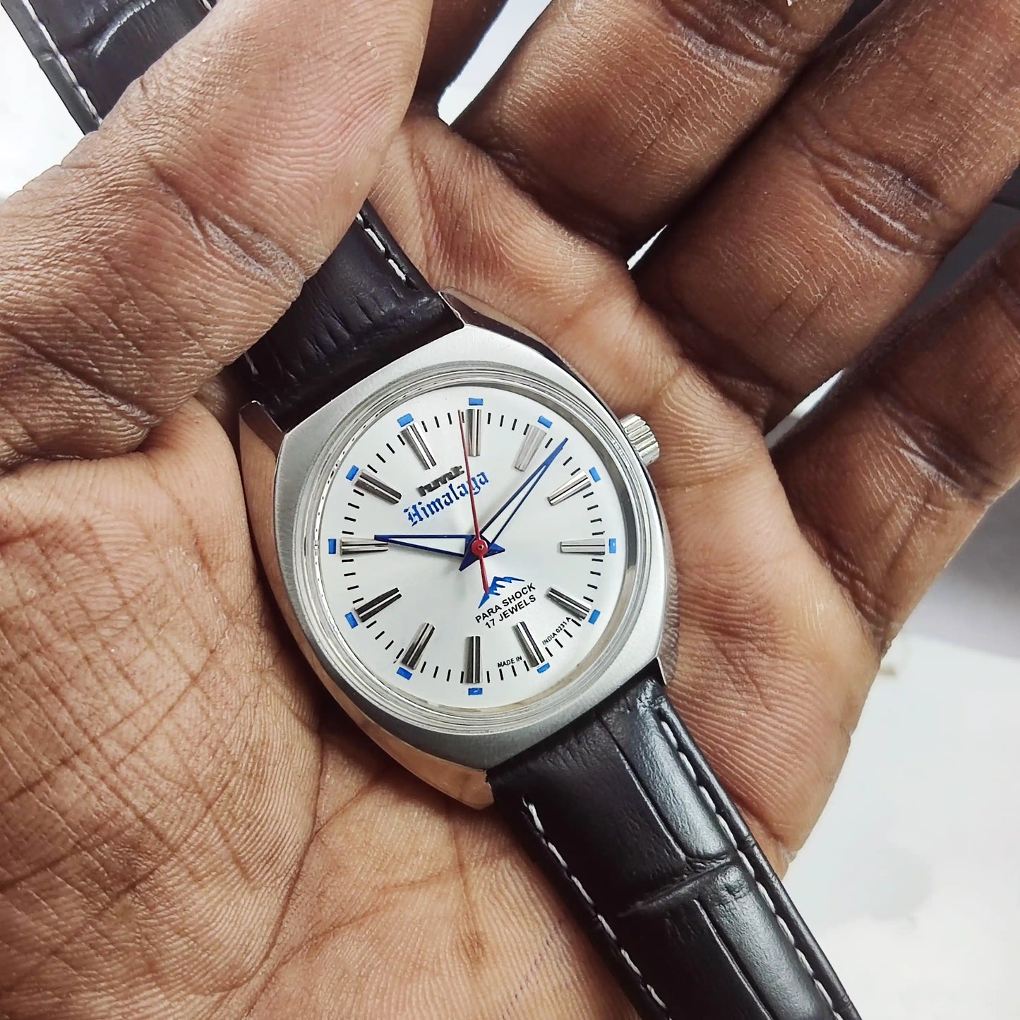 HMT Himalaya Silver Dial Transparent Back Handwinding Men's Watch 0231 Discover-Diamonds