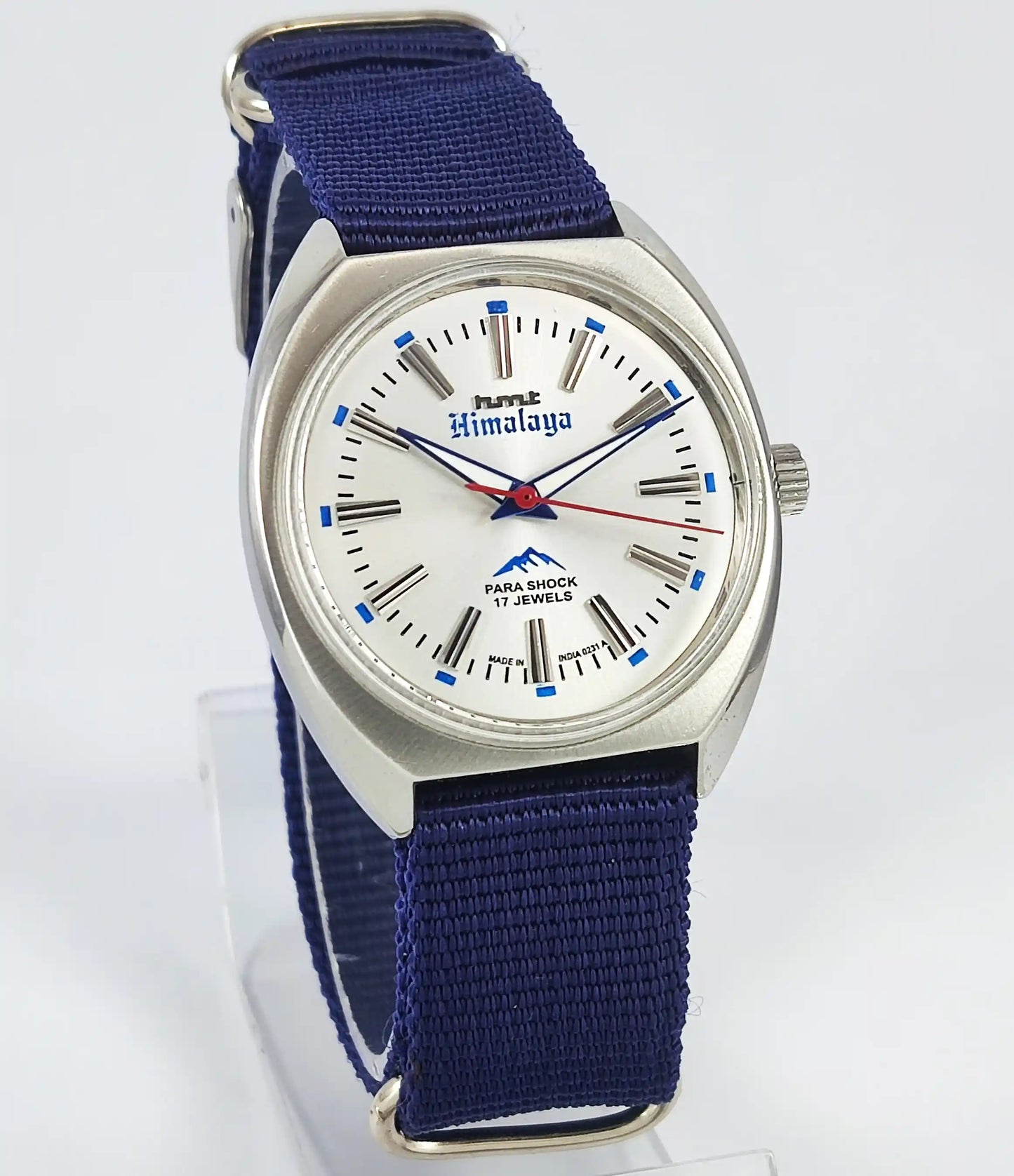 HMT Himalaya Transparent Back Para Shock 17 Jewels Silver Dial  Handwinding 0231 Discover-Diamonds