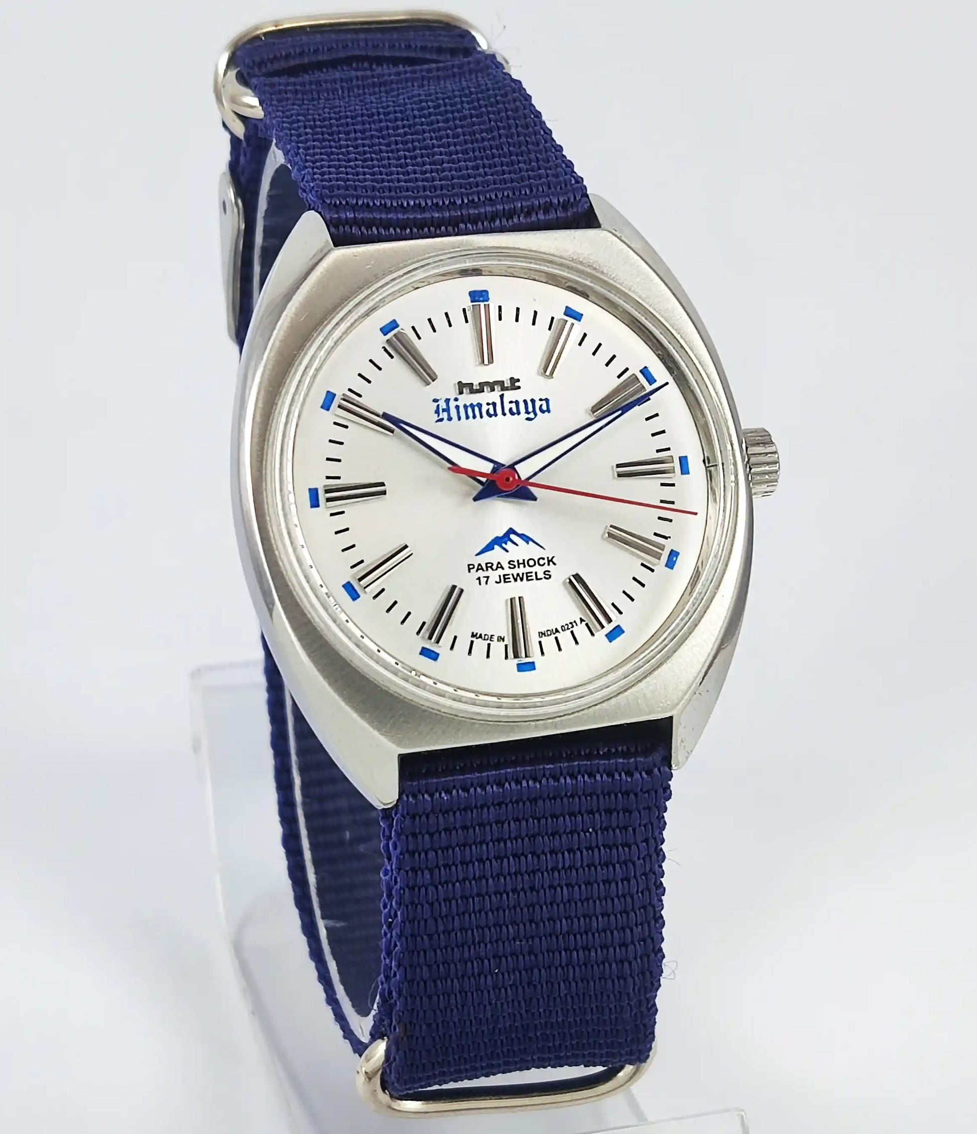 HMT Himalaya Transparent Back Para Shock 17 Jewels Silver Dial  Handwinding 0231 Discover-Diamonds