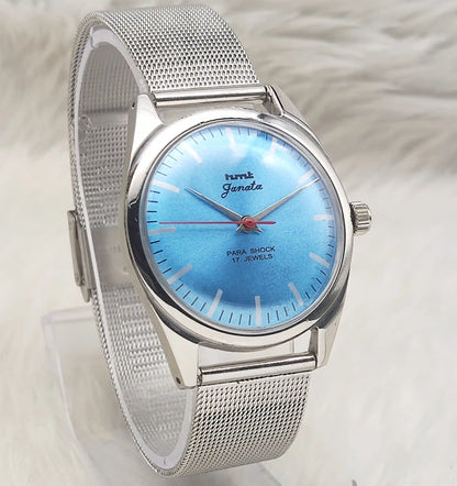 HMT Janata 0231 Handwinding 17 Jewels Sky Bluish Dial Watch