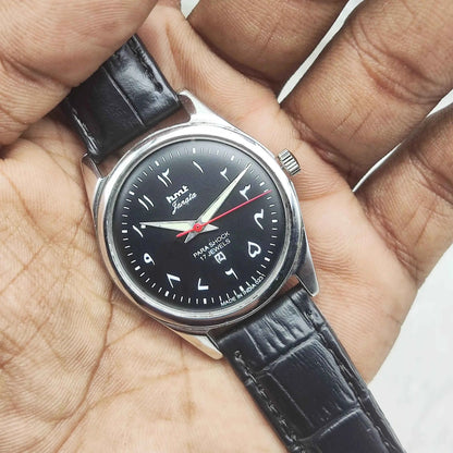 HMT Janata 17 Jewels Black Dial Arabic Font Handwinding Watch