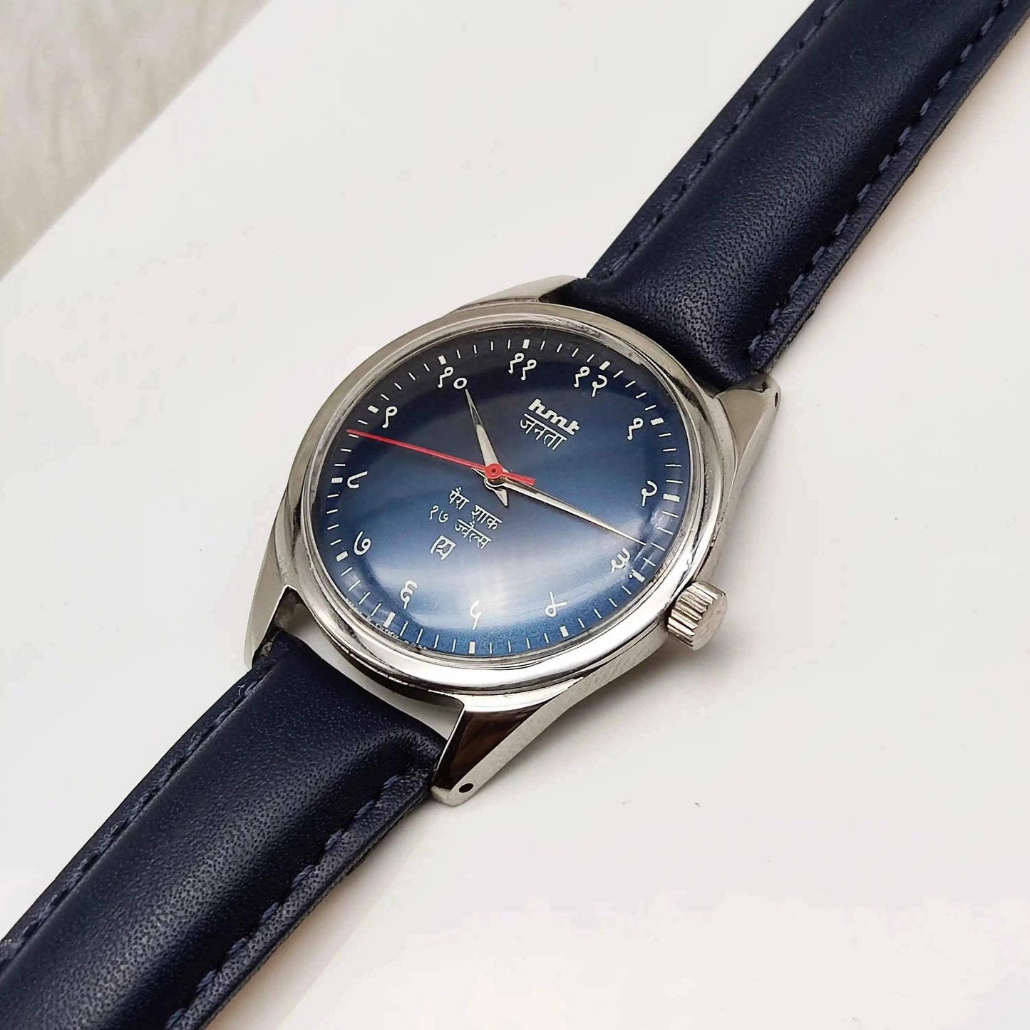 HMT Janata 17 Jewels Devanagari Numerals Bluish Dial Handwinding Watch