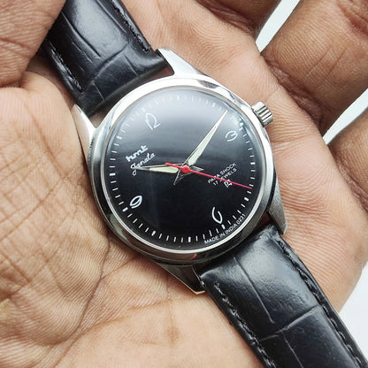HMT Janata 17 Jewels Handwinding Black Dial Transaprent Back Watch