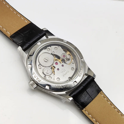 HMT Janata 17 Jewels Handwinding Black Dial Transaprent Back Watch