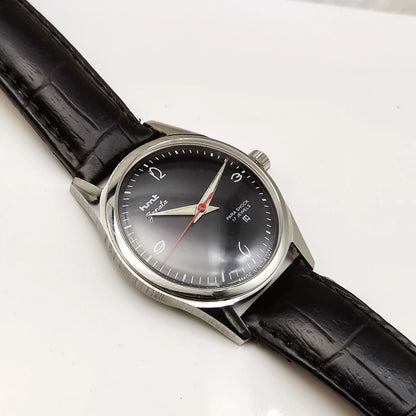 HMT Janata 17 Jewels Handwinding Black Dial Transaprent Back Watch
