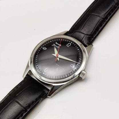 HMT Janata 17 Jewels Handwinding Black Dial Transaprent Back Watch