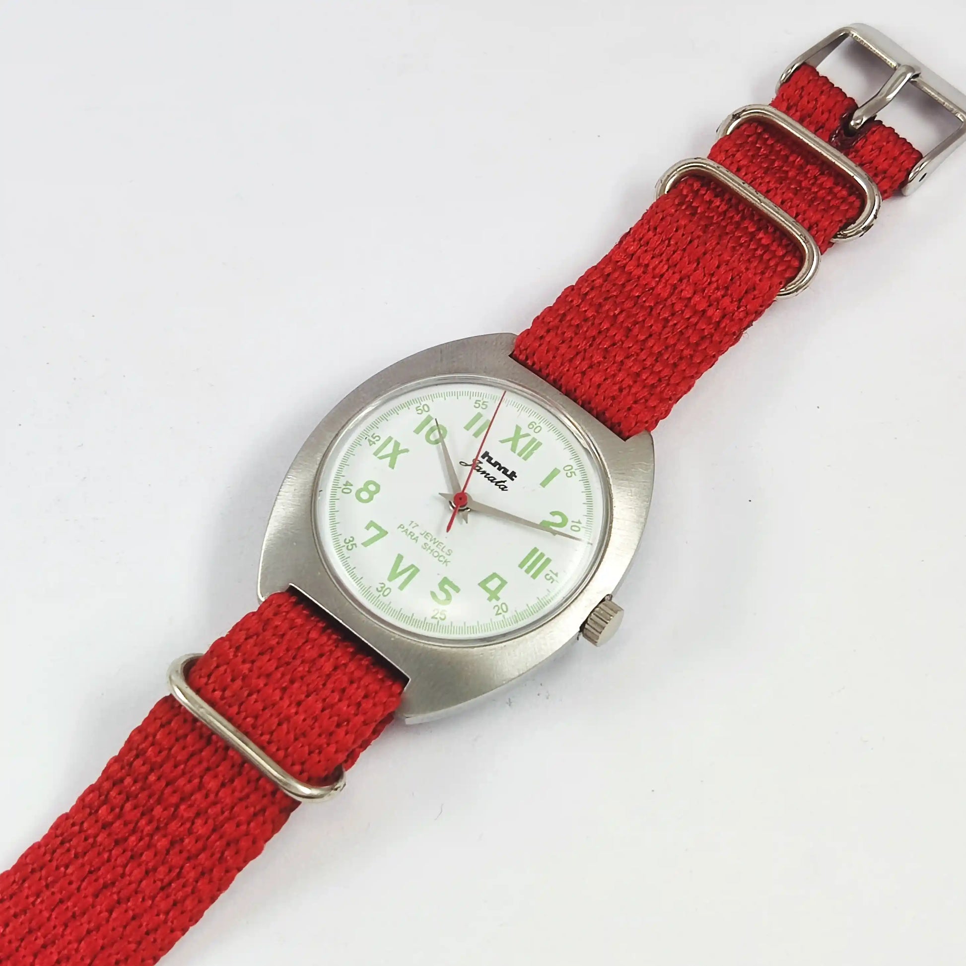 HMT Janata 17 Jewels Para Shock Blue Dial Handwinding Discover-Diamonds