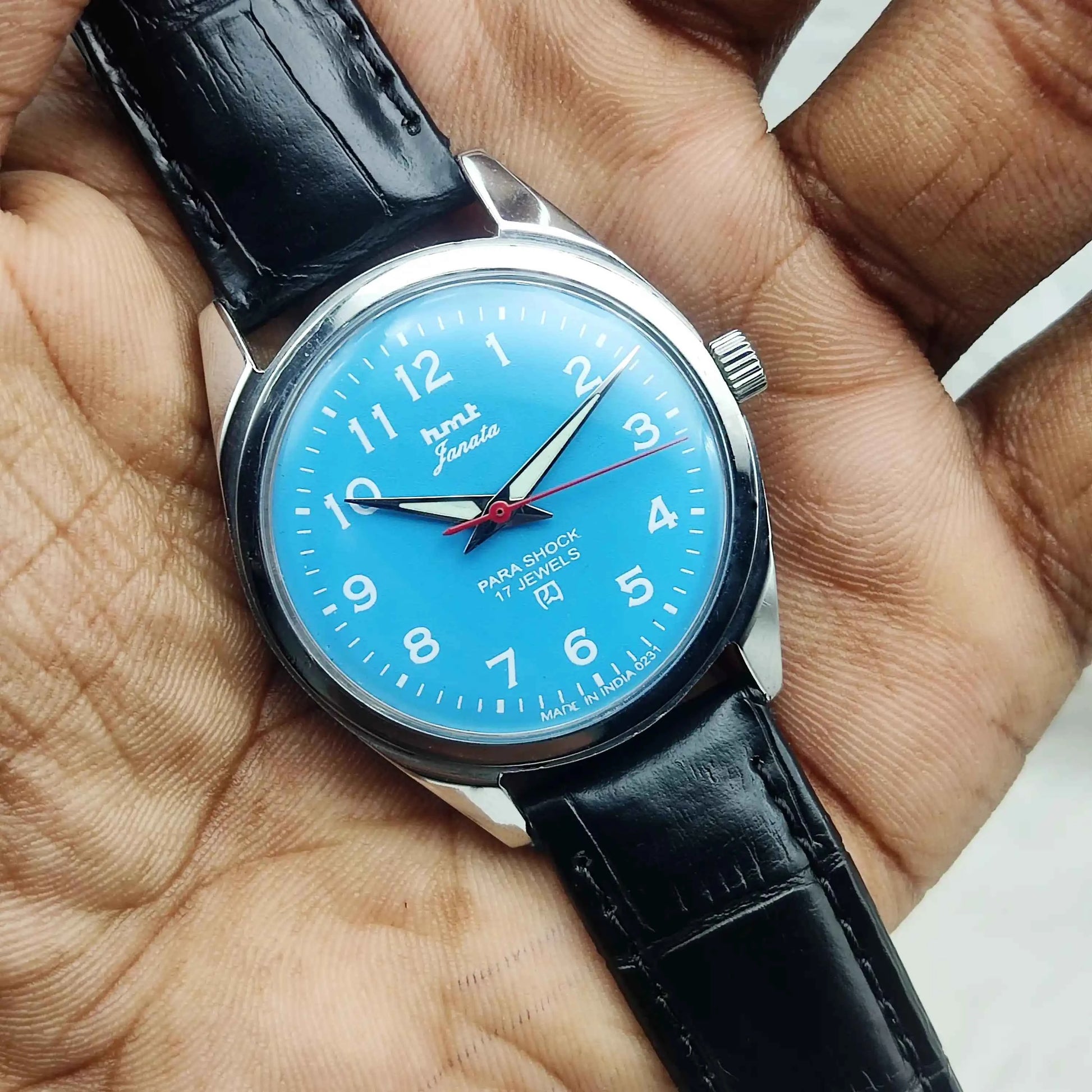 HMT Janata 0231 Handwinding 17 Jewels Sky Blue Dial Watch