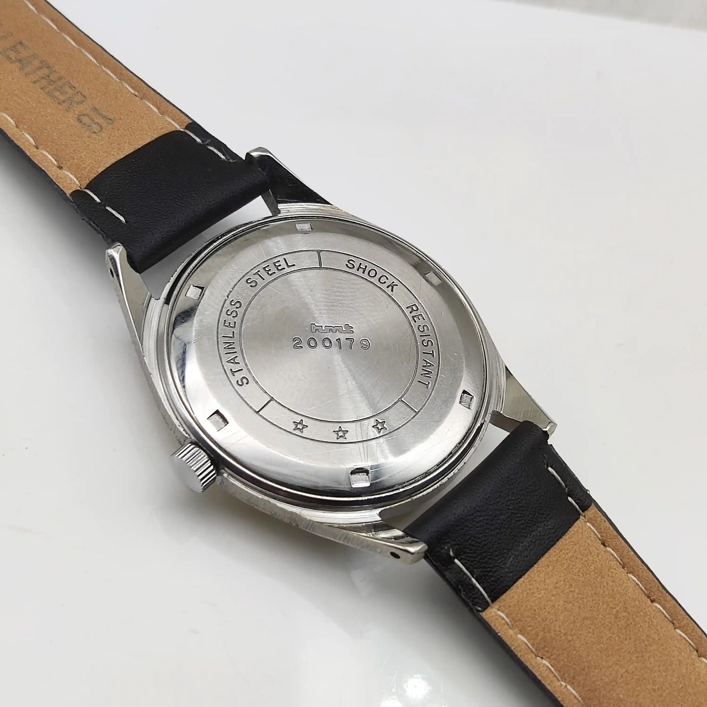 HMT Janata 17 Jewels Para Shock Handwinding Watch Devanagari Font Sun Yellow Dial