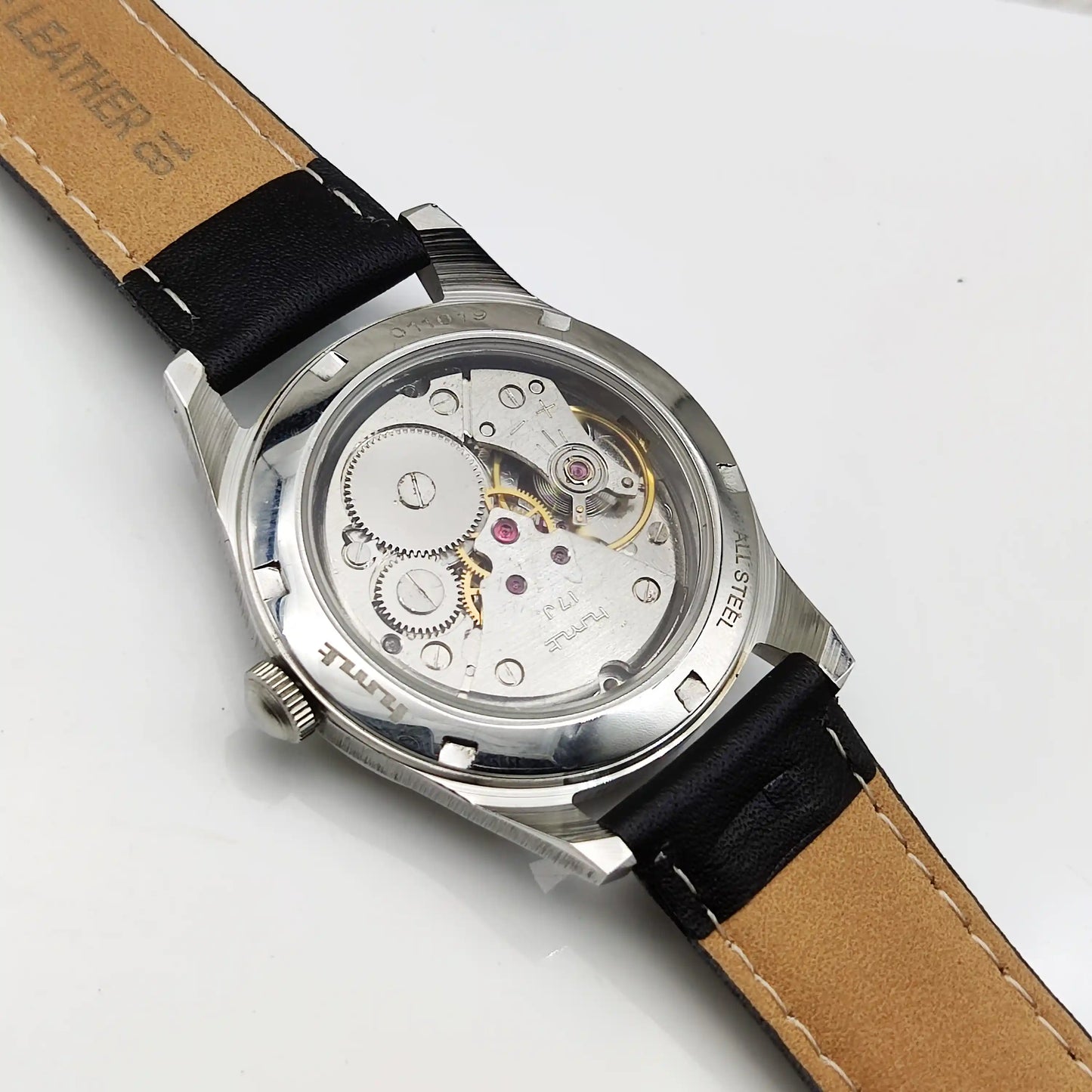 HMT Janata Mechanical Handwinding Apple Greeen Dial 17 Jewels Watch Transparent Back