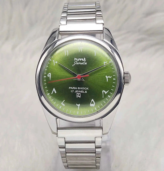 HMT Janata Apple Green Dial Arabic indices 17 Jewels Handwinding Men's Watch