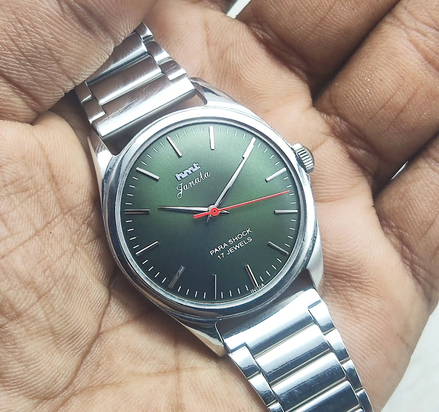 HMT Janata Apple Green Dial Stick indices 17 Jewels Handwinding Men's Watch