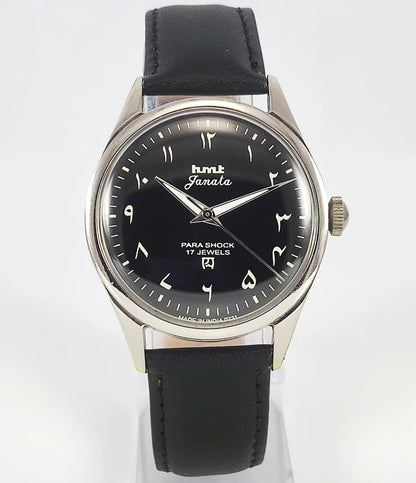 HMT Janata Devanagari Font Transparent Back Black Dial 17 Jewels Discover-Diamonds