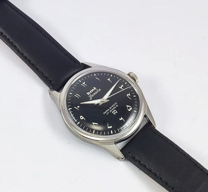 HMT Janata Devanagari Font Transparent Back Black Dial 17 Jewels Discover-Diamonds