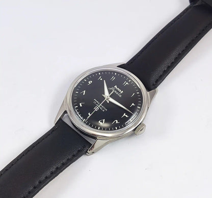 HMT Janata Devanagari Font Transparent Back Black Dial 17 Jewels Discover-Diamonds