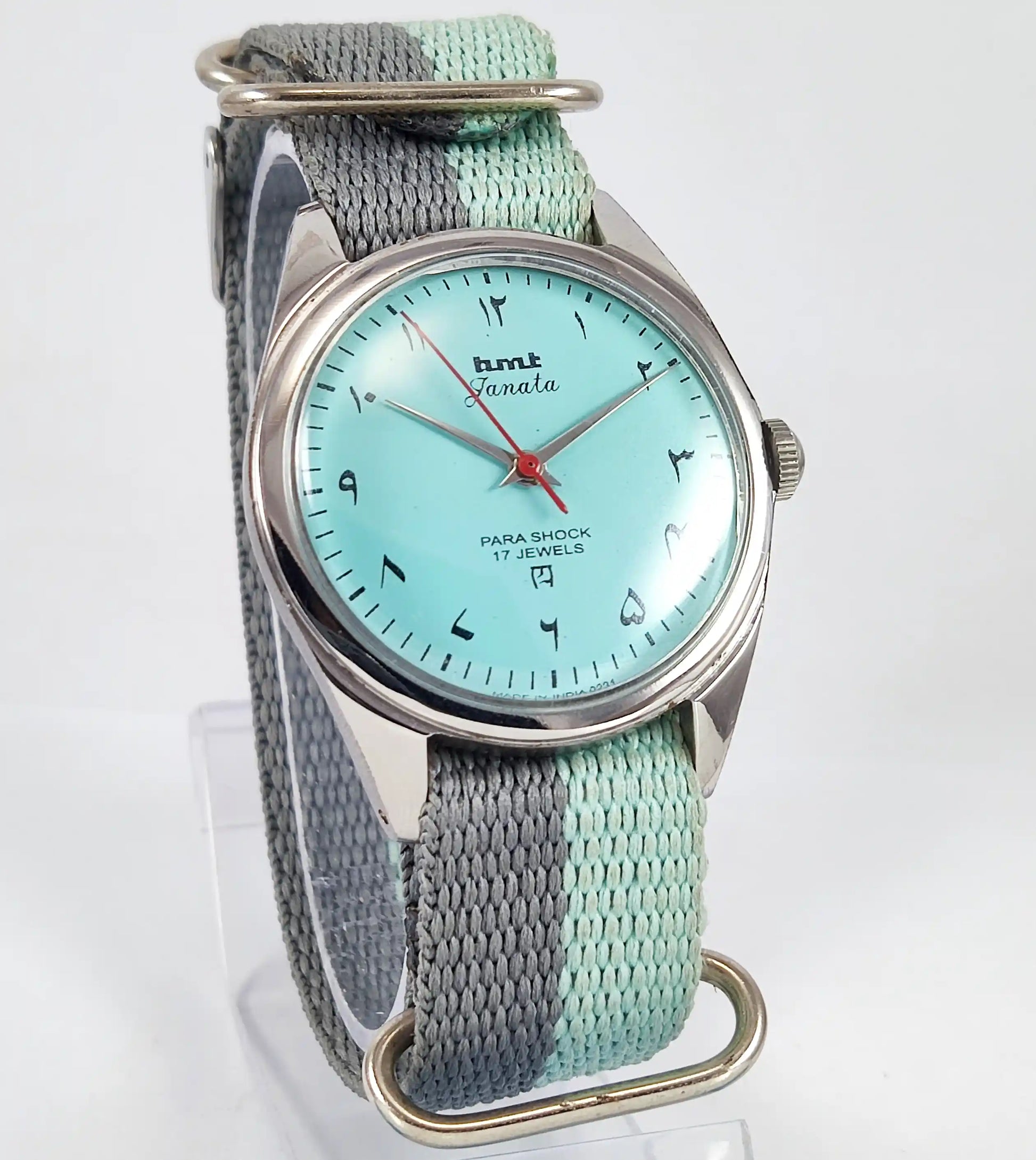 HMT Janata Arabic Font Turquoise Dial Para Shock 17 Jewels Handwinding - Discover-Diamonds