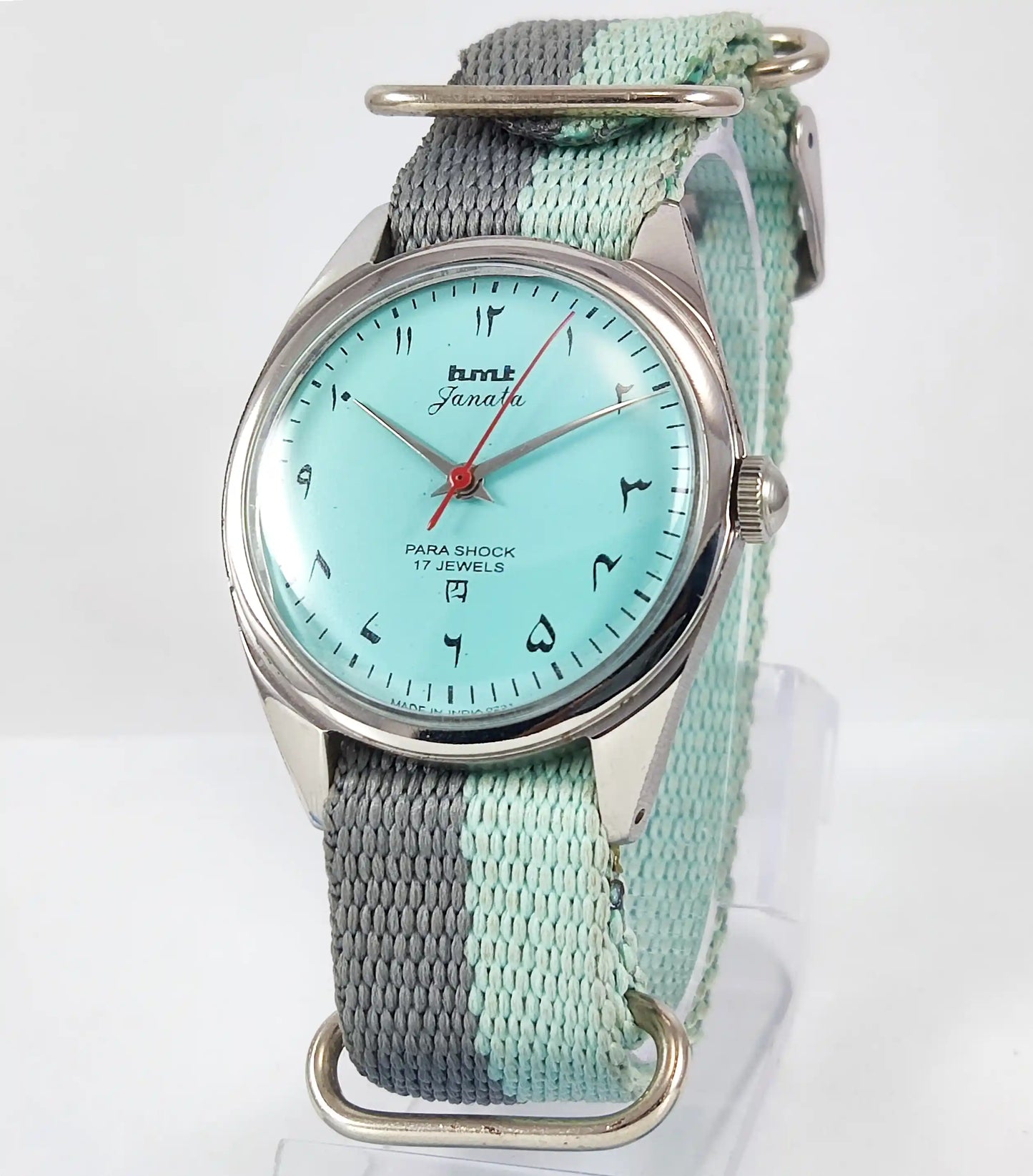 HMT Janata Arabic Font Turquoise Dial Para Shock 17 Jewels Handwinding - Discover-Diamonds