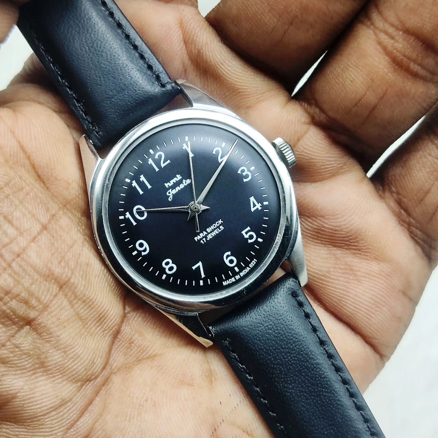 HMT Janata Black Dial English Numerals 17 Jewels Handwinding Men's Watch