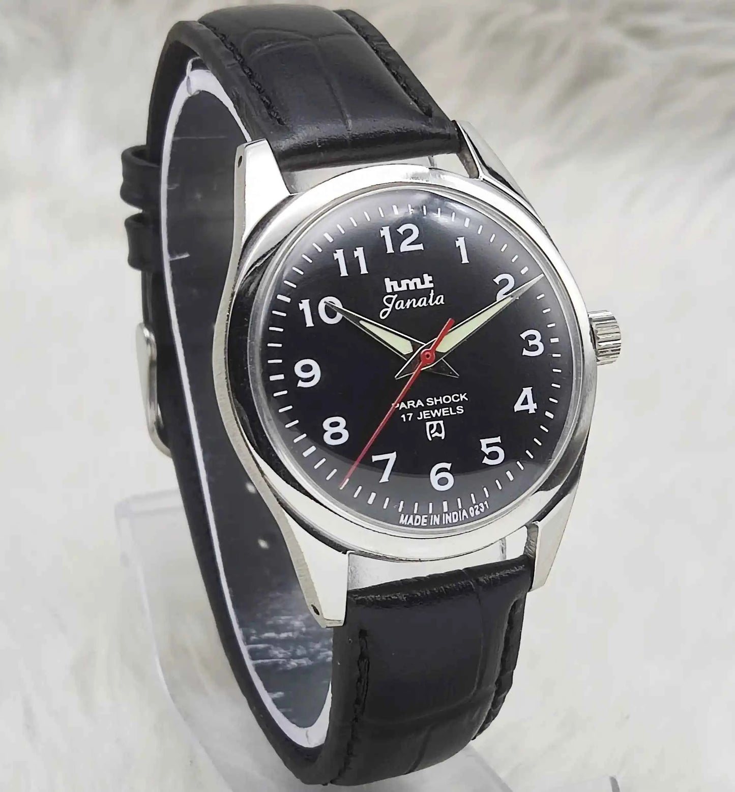 HMT Janata Black Dial English Numerals Indices Handwinding Watch