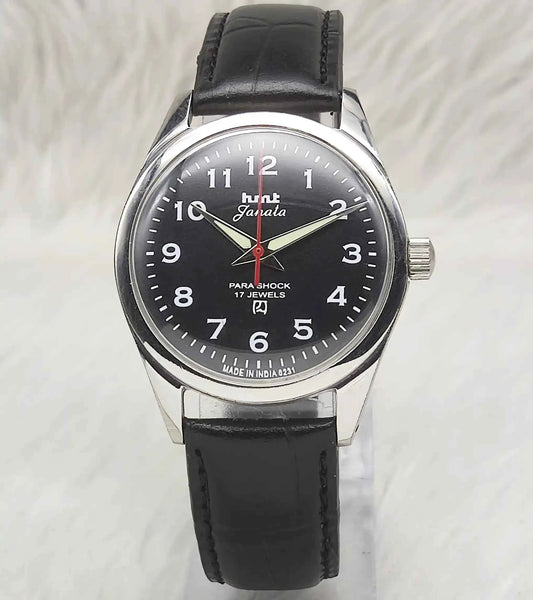 HMT Janata Black English Numerals Dial Men's Handwinding Watch