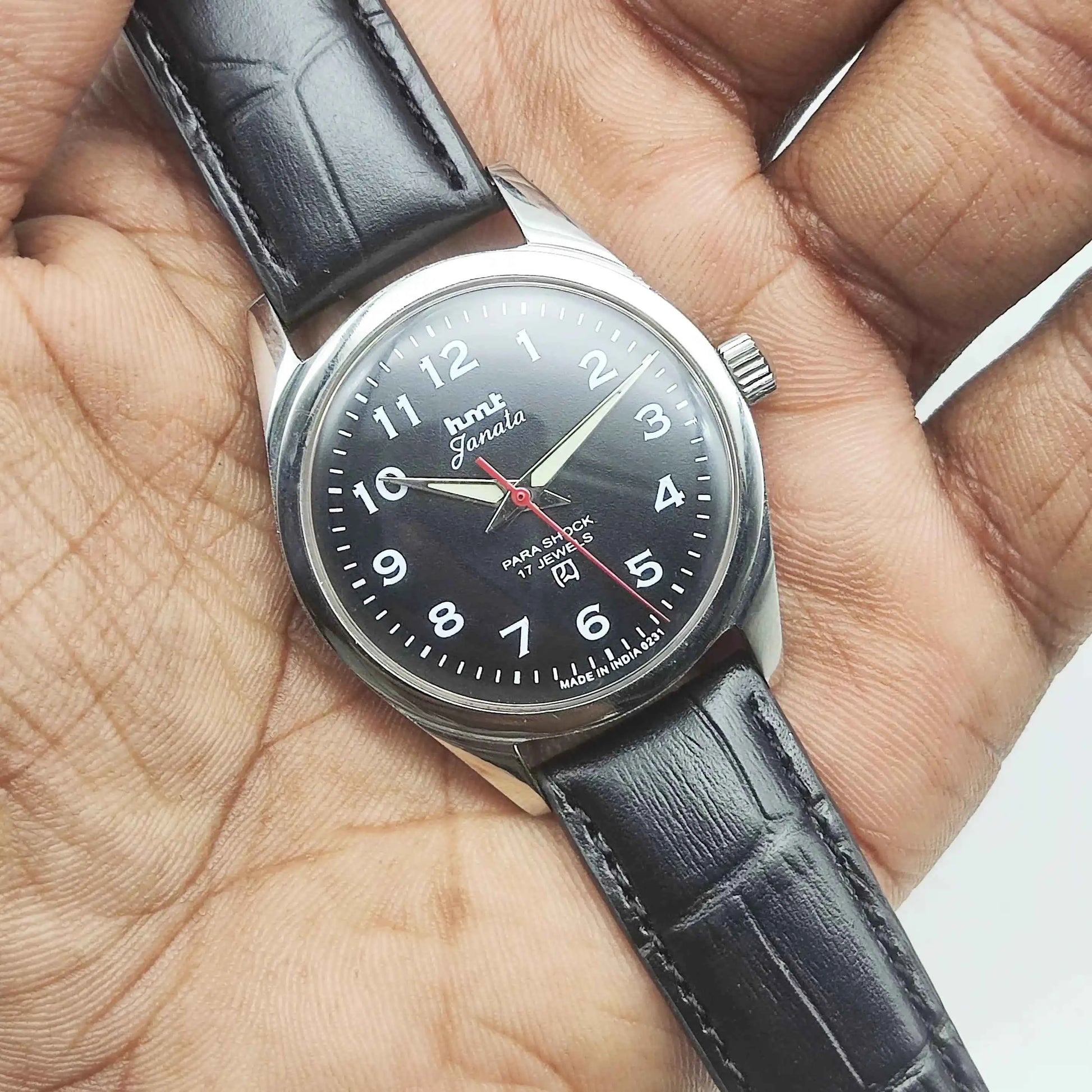 HMT Janata Black English Numerals Dial Men's Handwinding Watch