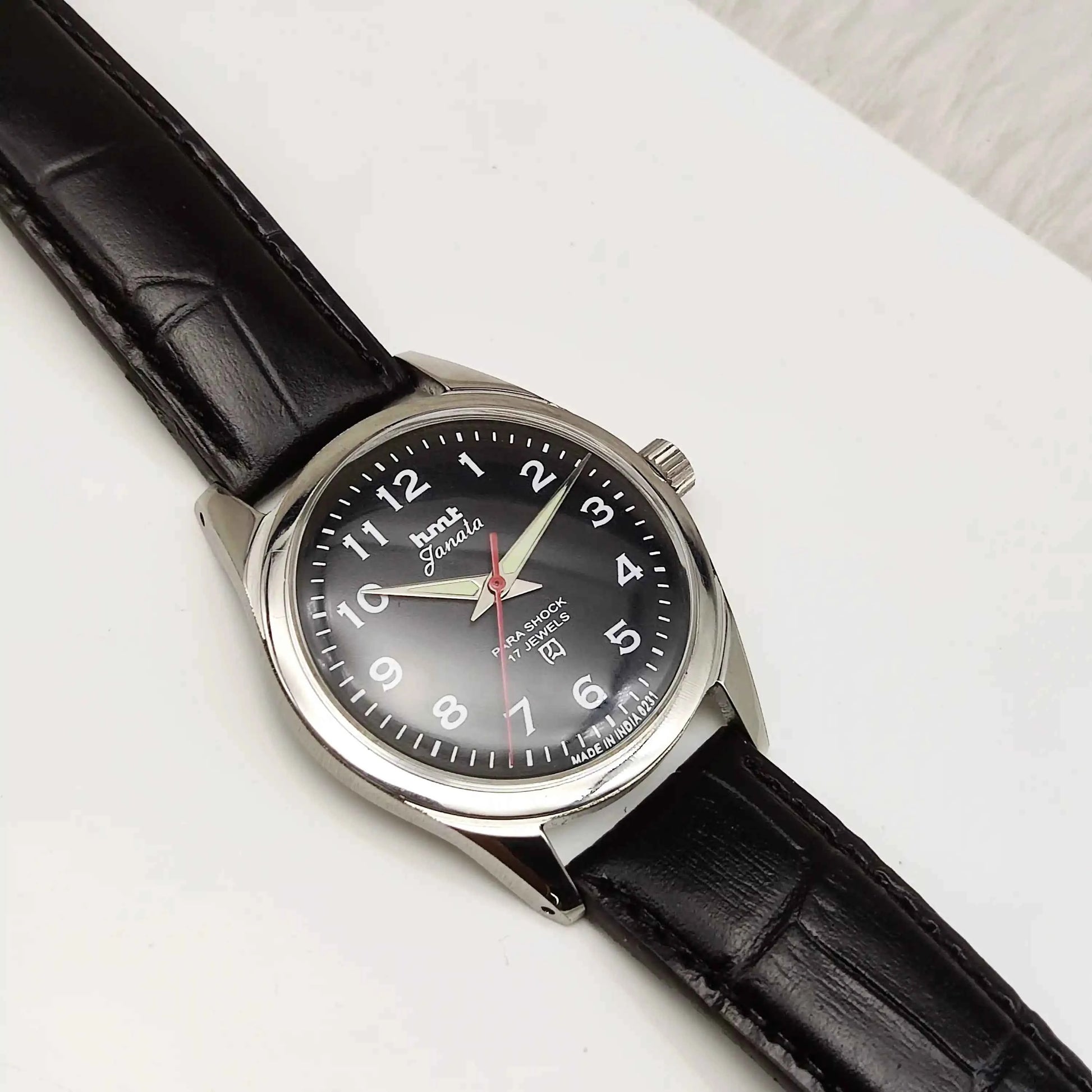 HMT Janata Black English Numerals Dial Men's Handwinding Watch