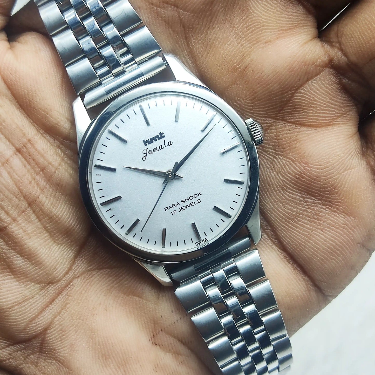 HMT Janata Cloud Silver Dial Stick indices 17 Jewels Handwinding Men's Watch