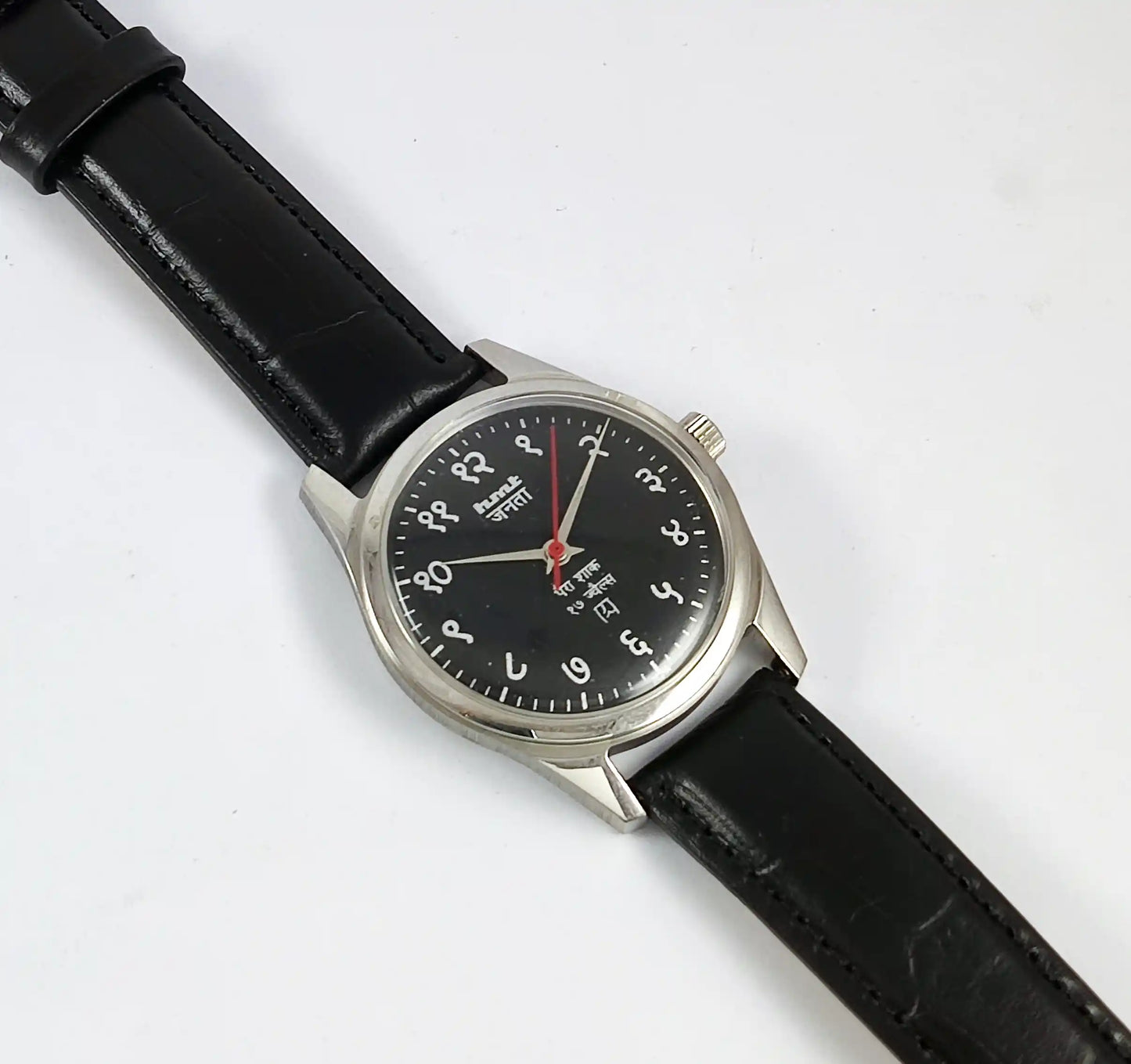 HMT Janata Devanagari Font Para Shock 17 Jewels Black Dial Handwinding Transparent Back - Discover-Diamonds