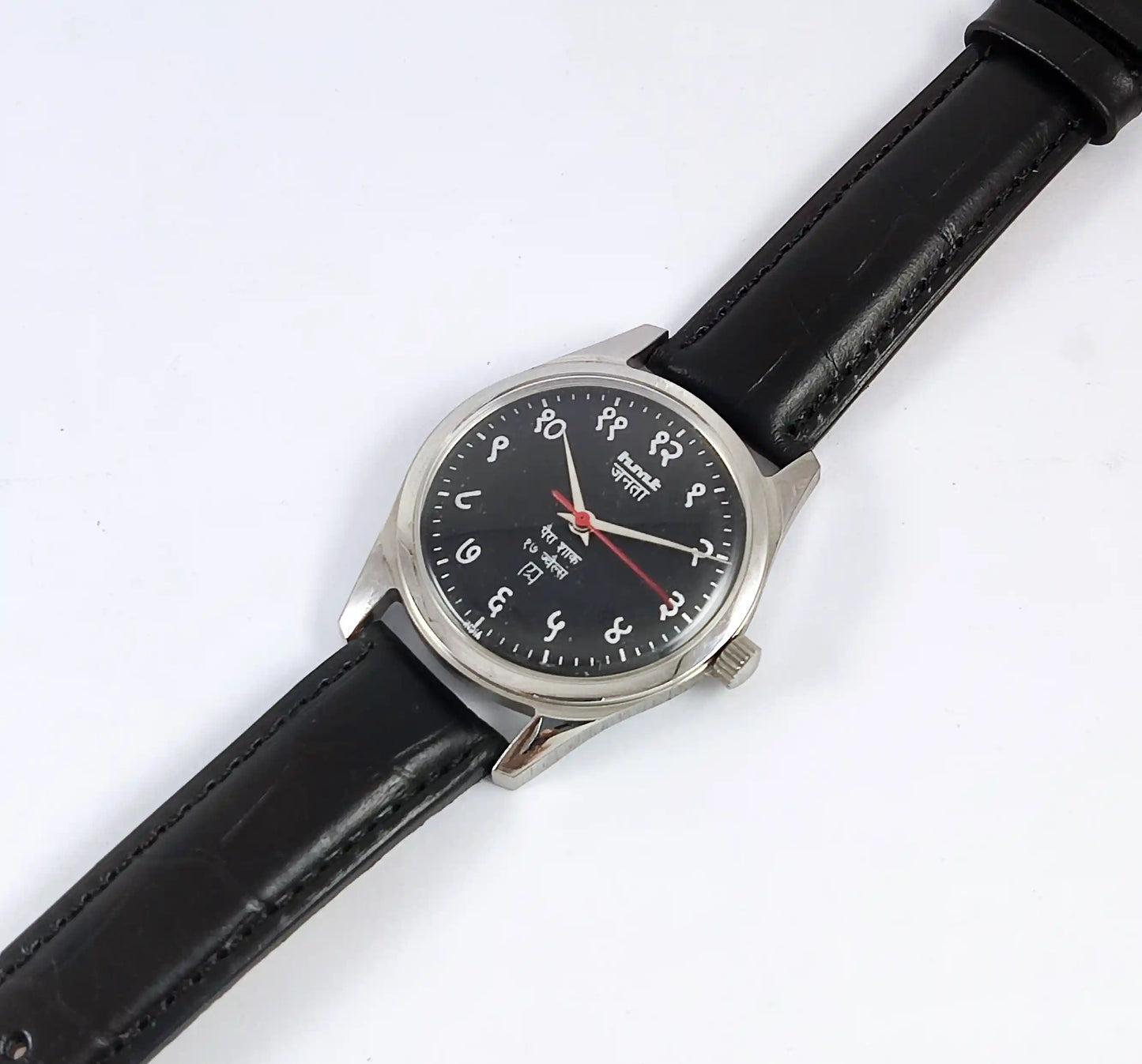 HMT Janata Devanagari Font Para Shock 17 Jewels Black Dial Handwinding Transparent Back - Discover-Diamonds