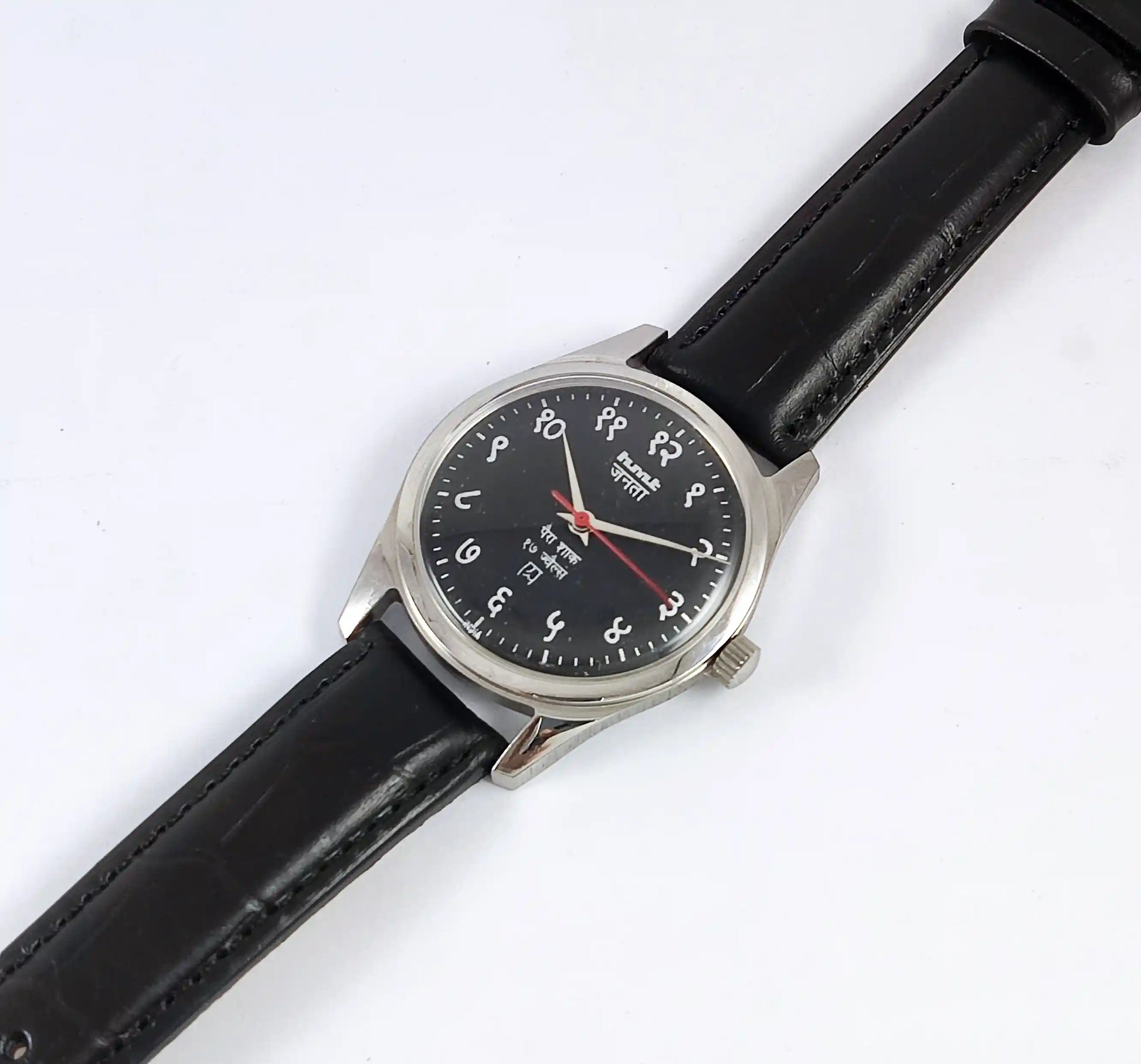 HMT Janata Devanagari Font Para Shock 17 Jewels Black Dial Handwinding Transparent Back - Discover-Diamonds