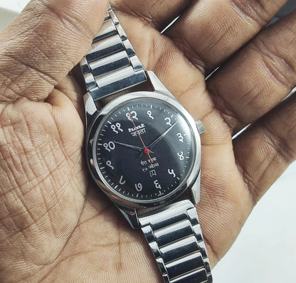 HMT Janata Devanagari Font Para Shock 17 Jewels Black Dial Handwinding Transparent Back - Discover-Diamonds
