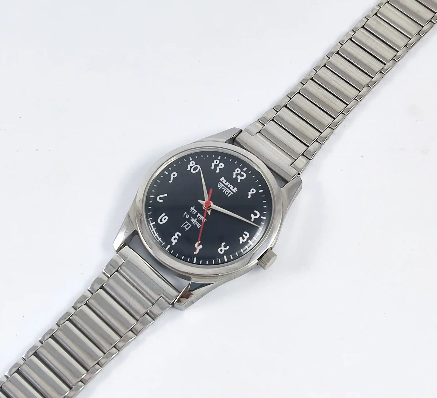 HMT Janata Devanagari Font Para Shock 17 Jewels Black Dial Handwinding Transparent Back - Discover-Diamonds