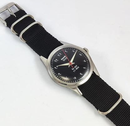 HMT Janata Devanagari Font Transparent Back Black Dial 17 Jewels Discover-Diamonds