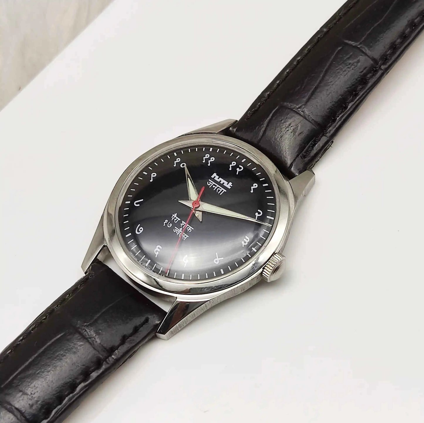 HMT Janata Black Devanagari Numerals Indices Dial 17 Jewels Handwinding Transparent Back Watch