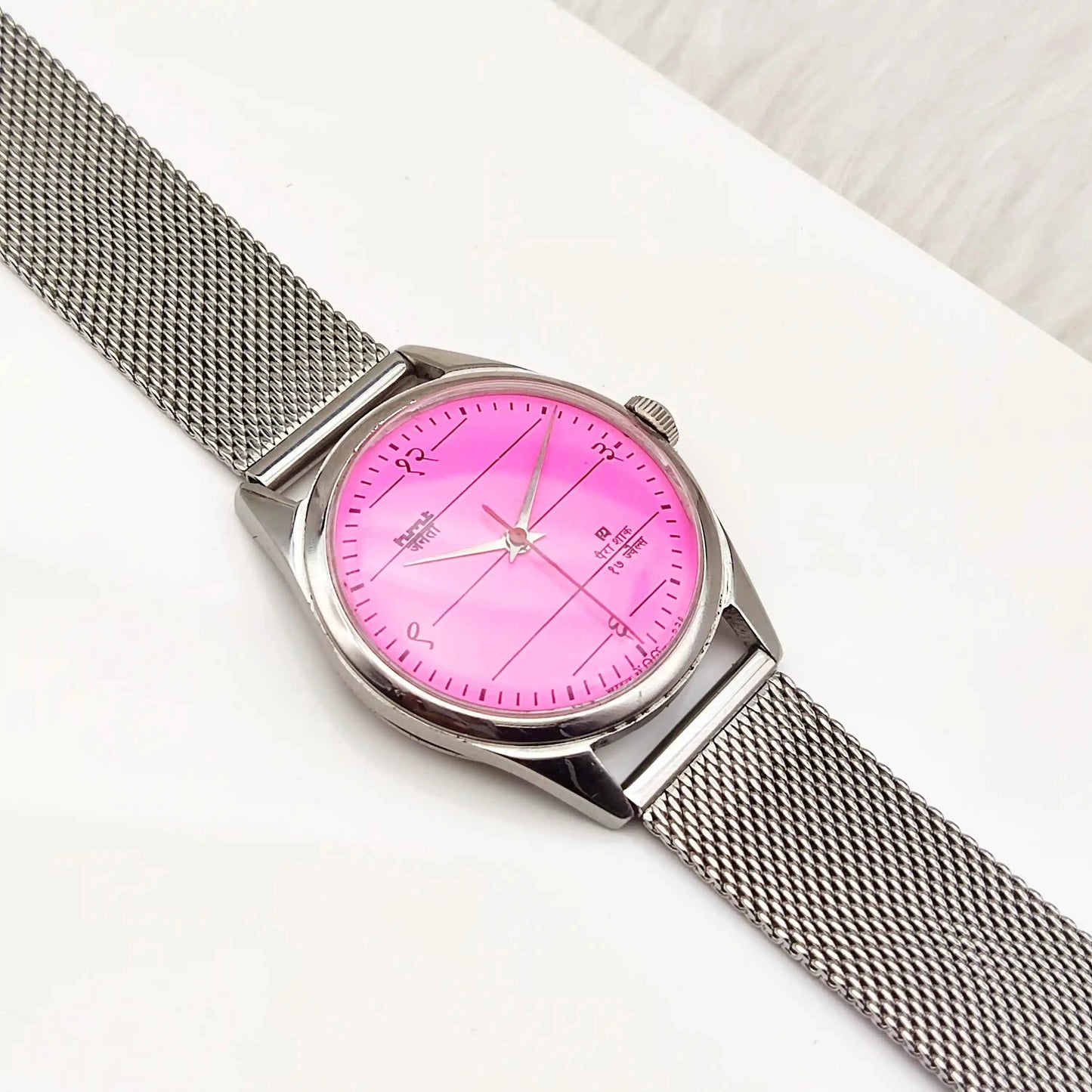 HMT Janata Devanagari Numerals Pink Dial 17 Jewels Handwinding