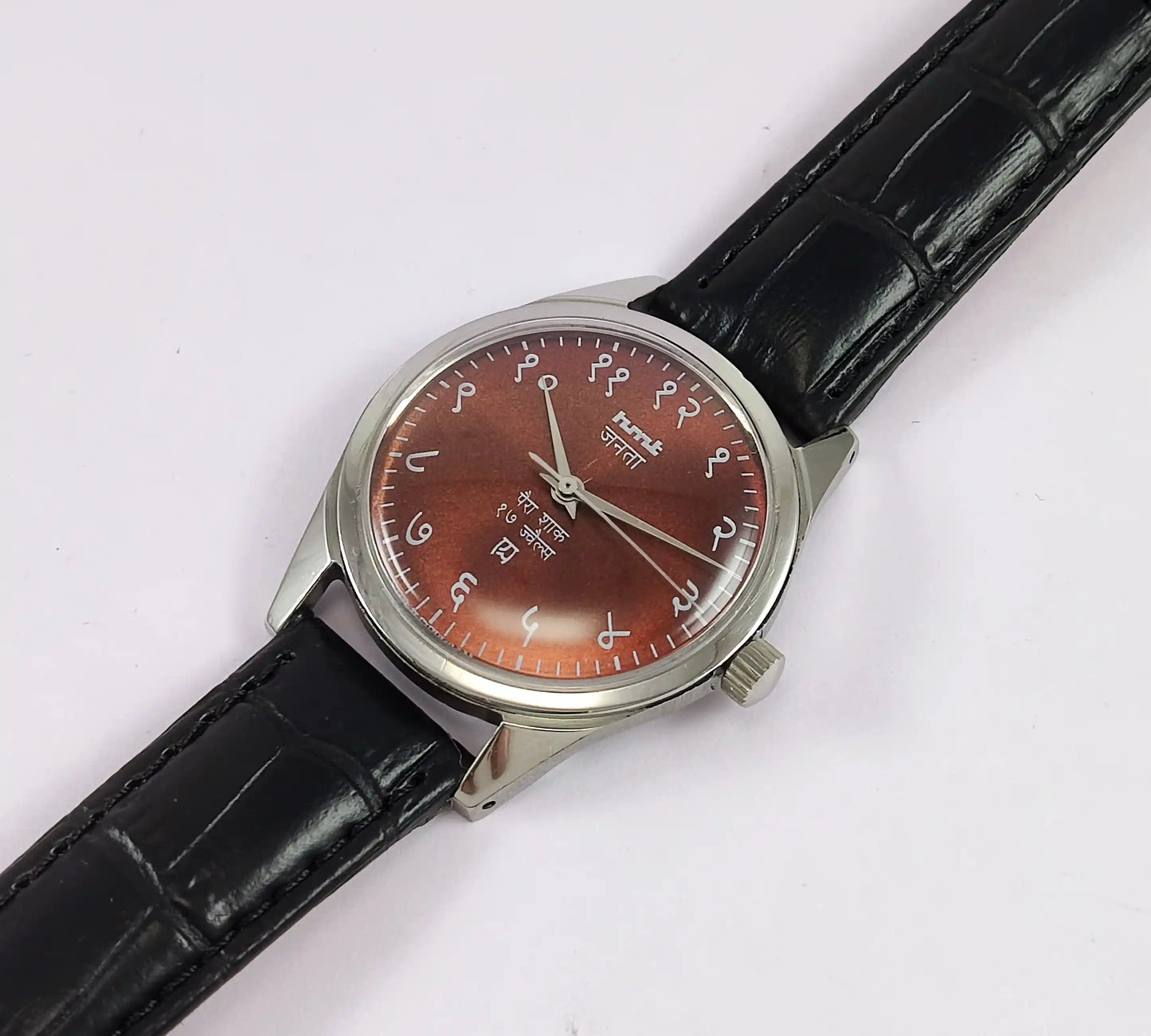 HMT Janata Devanagari Para Shock 17 Jewels Chocolate Dial Handwinding Watch Discover-Diamonds