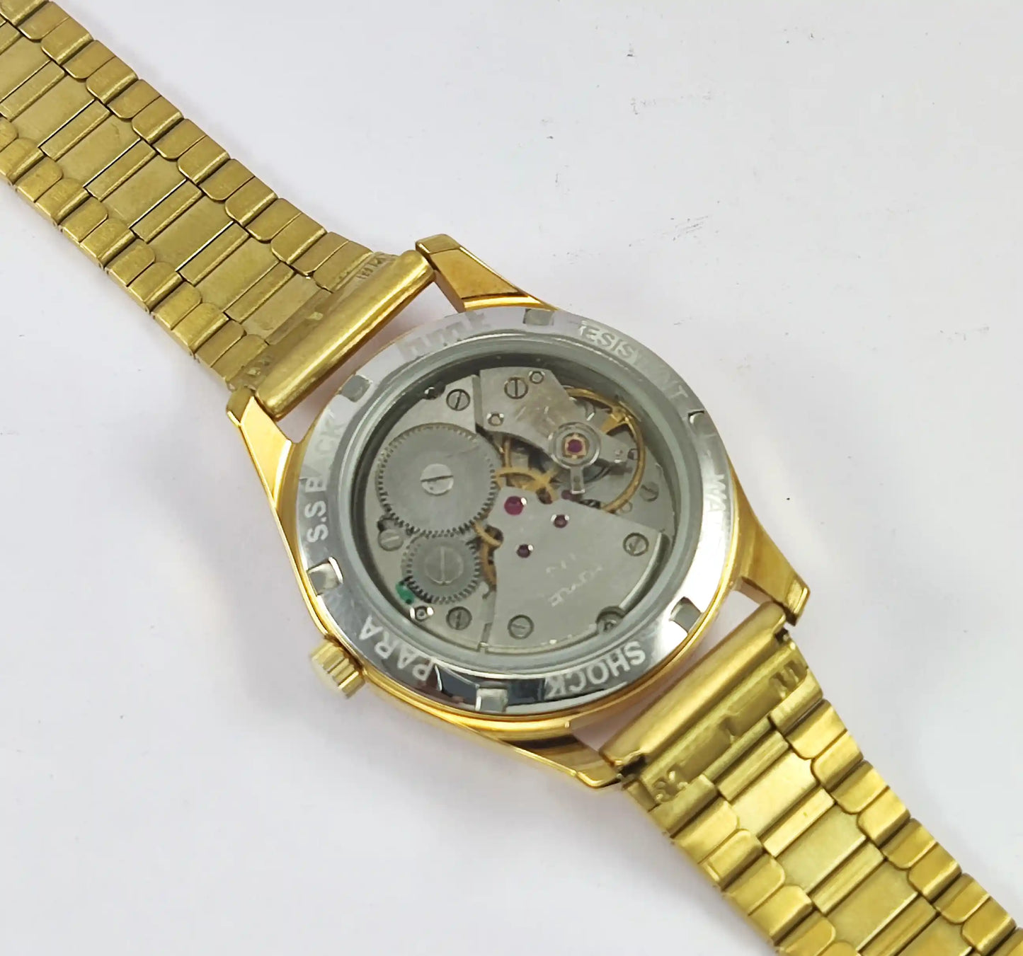 HMT Janata Devanagari Para Shock White Dial Transparent Back Handwinding Watch Discover-Diamonds