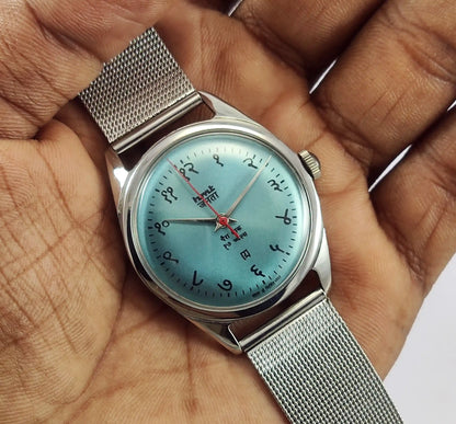 HMT Janata Devanagari Font Tiffany Blue Dial Para Shock 17 Jewels - Discover-Diamonds