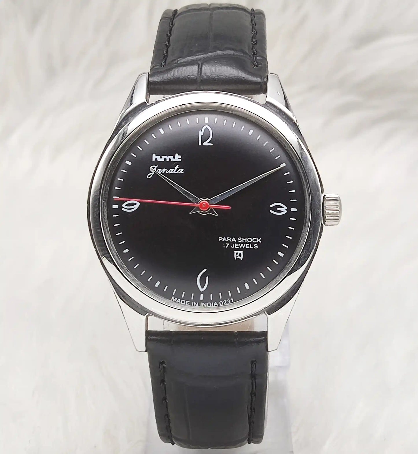 HMT Janata English Numerals Black Dial Watch - 17 Jewels, Handwinding Watch