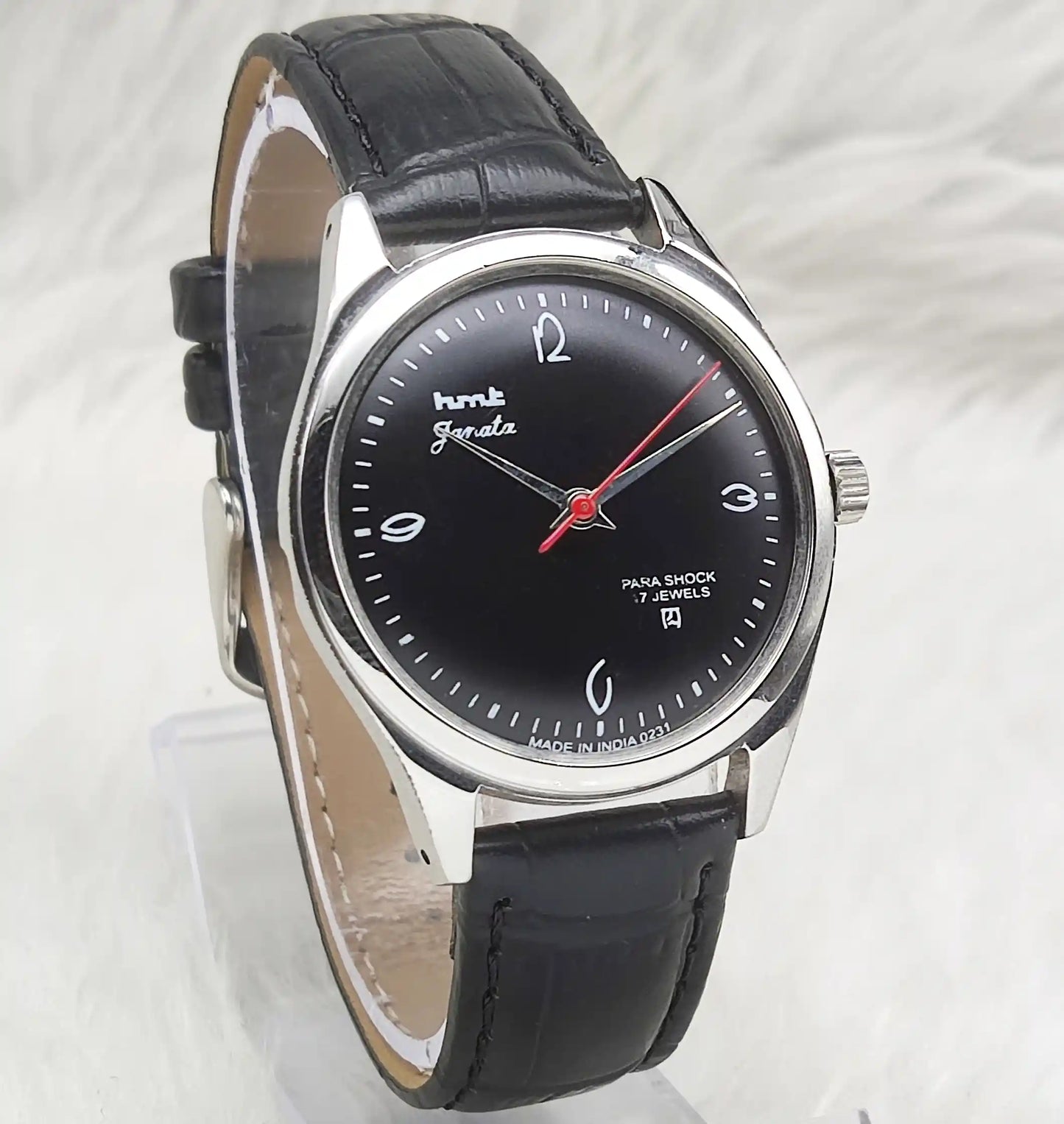 HMT Janata English Numerals Black Dial Watch - 17 Jewels, Handwinding Watch