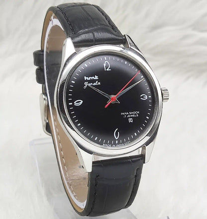 HMT Janata English Numerals Black Dial Watch - 17 Jewels, Handwinding Watch