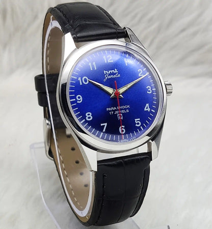 HMT Janata English Numerals Blue Dial 17 Jewels Handwinding Watch