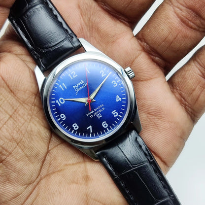 HMT Janata English Numerals Blue Dial 17 Jewels Handwinding Watch